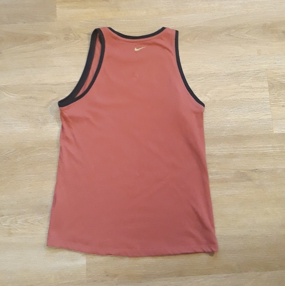 The Nike Tee Dri Fit Tank Top Red with Gold Glitter Swoop - Size Small - Picture 9 of 10